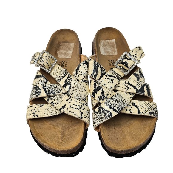 Birkenstock Sandals Snake Print Snakeskin Arizona Python Rhinestone Narrow. 8 - Picture 11 of 12
